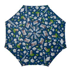 Isometric-seamless-pattern-megapolis Golf Umbrellas by Amaryn4rt