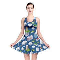 Isometric-seamless-pattern-megapolis Reversible Skater Dress by Amaryn4rt
