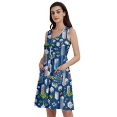 Isometric-seamless-pattern-megapolis Sleeveless Dress With Pocket by Amaryn4rt