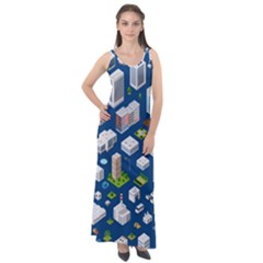 Isometric-seamless-pattern-megapolis Sleeveless Velour Maxi Dress by Amaryn4rt