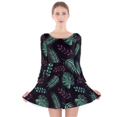 Seamless Bakery Vector Pattern Long Sleeve Velvet Skater Dress by Amaryn4rt