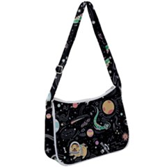 Animals Galaxy Space Zip Up Shoulder Bag by Pakjumat