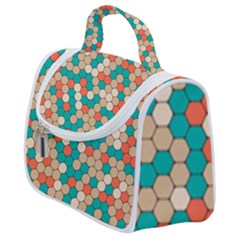 Multicolored Honeycomb Colorful Abstract Geometry Satchel Handbag by Pakjumat