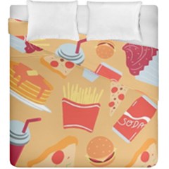 Fast Junk Food  Pizza Burger Cool Soda Pattern Duvet Cover Double Side (king Size) by Sarkoni