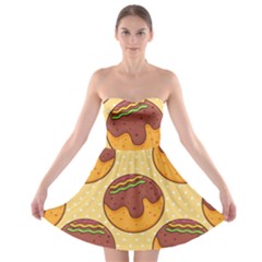 Takoyaki Food Seamless Pattern Strapless Bra Top Dress by Sarkoni