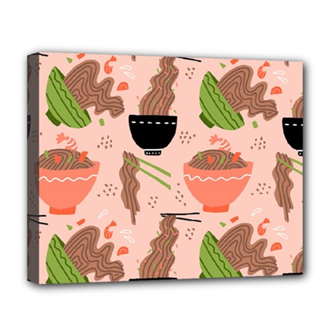 Doodle Yakisoba Seamless Pattern Deluxe Canvas 20  X 16  (stretched) by Sarkoni