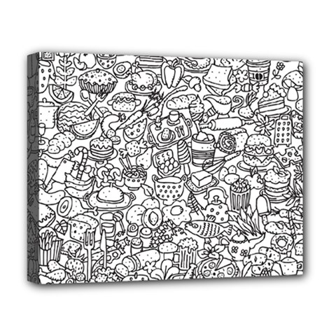 Food Doodle Pattern Deluxe Canvas 20  X 16  (stretched) by Sarkoni