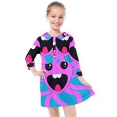 Bubble Octopus Copy Kids  Quarter Sleeve Shirt Dress by Dutashop