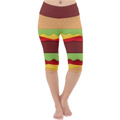 Cake Cute Burger Lightweight Velour Cropped Yoga Leggings by Dutashop