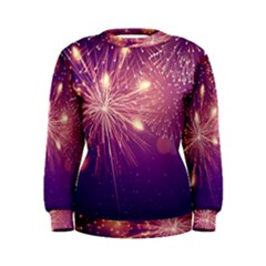 Fireworks On A Purple With Fireworks New Year Christmas Pattern Women s Sweatshirt by Sarkoni