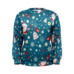Christmas Pattern Santa Blue Women s Sweatshirt by Sarkoni
