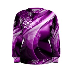Purple Abstract Merry Christmas Xmas Pattern Women s Sweatshirt by Sarkoni