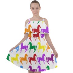 Colorful Horse Background Wallpaper Cut Out Shoulders Chiffon Dress by Amaryn4rt