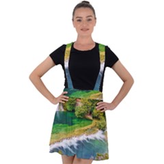 River Waterfall Velvet Suspender Skater Skirt by Sarkoni