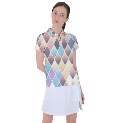 Abstract Colorful Diamond Background Tile Women s Polo T-shirt by Amaryn4rt