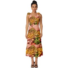 Fruit Snack Diet Bio Food Healthy Tie-strap Tiered Midi Chiffon Dress by Sarkoni