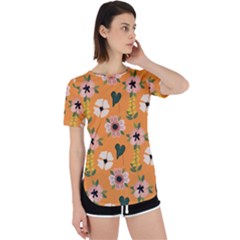 Flower Orange Pattern Floral Perpetual Short Sleeve T-shirt by Dutashop