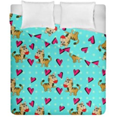 Cat Love Pattern Duvet Cover Double Side (california King Size) by Ravend