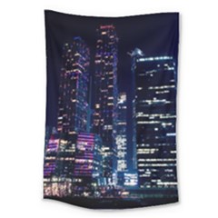Black Building Lighted Under Clear Sky Large Tapestry by Modalart