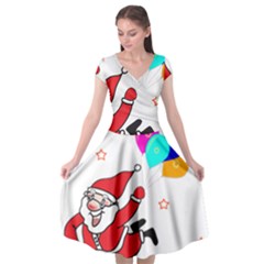 Nicholas Santa Claus Balloons Stars Cap Sleeve Wrap Front Dress by Ndabl3x