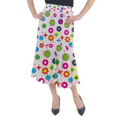 Floral Colorful Background Midi Mermaid Skirt by Grandong