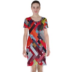 Maze Mazes Fabric Fabrics Color Short Sleeve Nightdress by Sarkoni