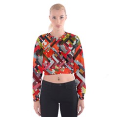 Maze Mazes Fabric Fabrics Color Cropped Sweatshirt by Sarkoni