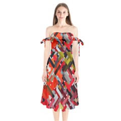 Maze Mazes Fabric Fabrics Color Shoulder Tie Bardot Midi Dress by Sarkoni