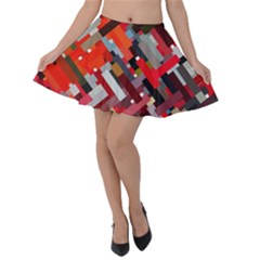 Maze Mazes Fabric Fabrics Color Velvet Skater Skirt by Sarkoni