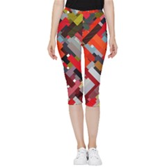 Maze Mazes Fabric Fabrics Color Inside Out Lightweight Velour Capri Leggings  by Sarkoni