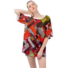 Maze Mazes Fabric Fabrics Color Oversized Chiffon Top by Sarkoni