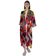 Maze Mazes Fabric Fabrics Color Maxi Satin Kimono by Sarkoni