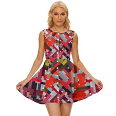 Maze Mazes Fabric Fabrics Color Sleeveless Button Up Dress by Sarkoni