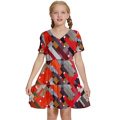Maze Mazes Fabric Fabrics Color Kids  Short Sleeve Tiered Mini Dress by Sarkoni