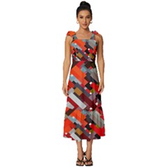Maze Mazes Fabric Fabrics Color Tie-strap Tiered Midi Chiffon Dress by Sarkoni