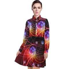 Physics Quantum Physics Particles Long Sleeve Chiffon Shirt Dress by Sarkoni
