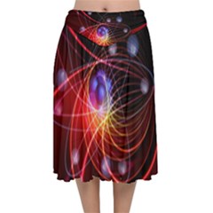 Physics Quantum Physics Particles Velvet Flared Midi Skirt by Sarkoni