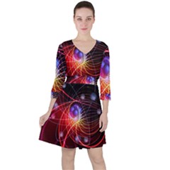 Physics Quantum Physics Particles Quarter Sleeve Ruffle Waist Dress by Sarkoni