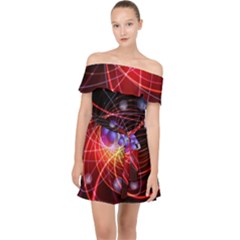 Physics Quantum Physics Particles Off Shoulder Chiffon Dress by Sarkoni