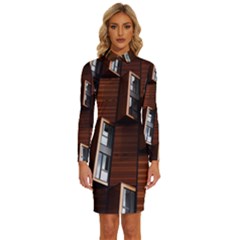 Abstract Architecture Building Business Long Sleeve Shirt Collar Bodycon Dress by Amaryn4rt