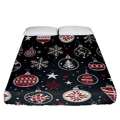 Christmas Decoration Winter Xmas Fitted Sheet (california King Size) by Modalart