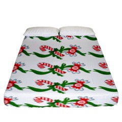 Sweet Christmas Candy Cane Fitted Sheet (king Size) by Modalart