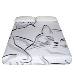 Dog Cat Domestic Animal Silhouette Fitted Sheet (king Size) by Modalart