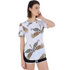 Pattern Dragonfly Background Perpetual Short Sleeve T-shirt by Ravend