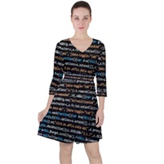 Close Up Code Coding Computer Quarter Sleeve Ruffle Waist Dress by Amaryn4rt