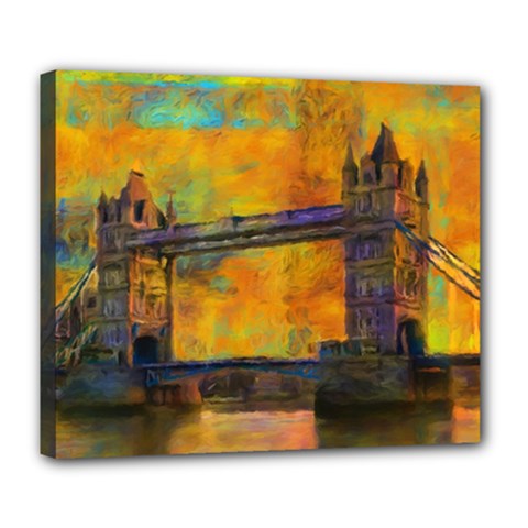London Tower Abstract Bridge Deluxe Canvas 24  X 20  (stretched) by Amaryn4rt