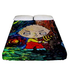 Cartoon Starry Night Vincent Van Gogh Fitted Sheet (california King Size) by Modalart