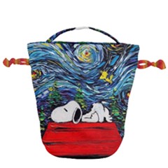 Dog House Vincent Van Gogh s Starry Night Parody Drawstring Bucket Bag by Modalart