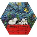 Dog House Vincent Van Gogh s Starry Night Parody Wooden Puzzle Hexagon View1