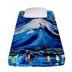 Mount Fuji Art Starry Night Van Gogh Fitted Sheet (single Size) by Modalart
